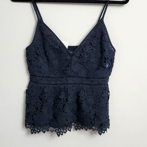 Bnwt Abercrombie & Fitch Navy lace Peplum top small